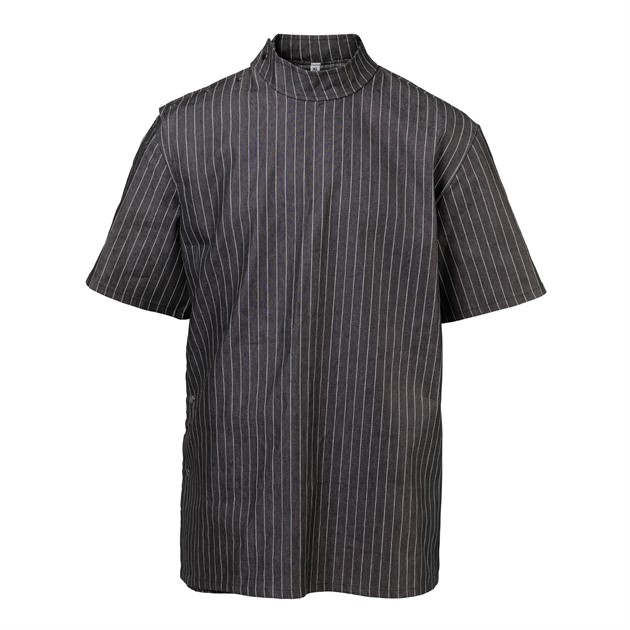 Black Pinstriped barber jacket, L