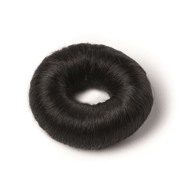 Synthetic Hair Bun L, black   ø80 mm