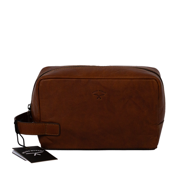 Beard Monkey Toiletrybag Leather Brandy